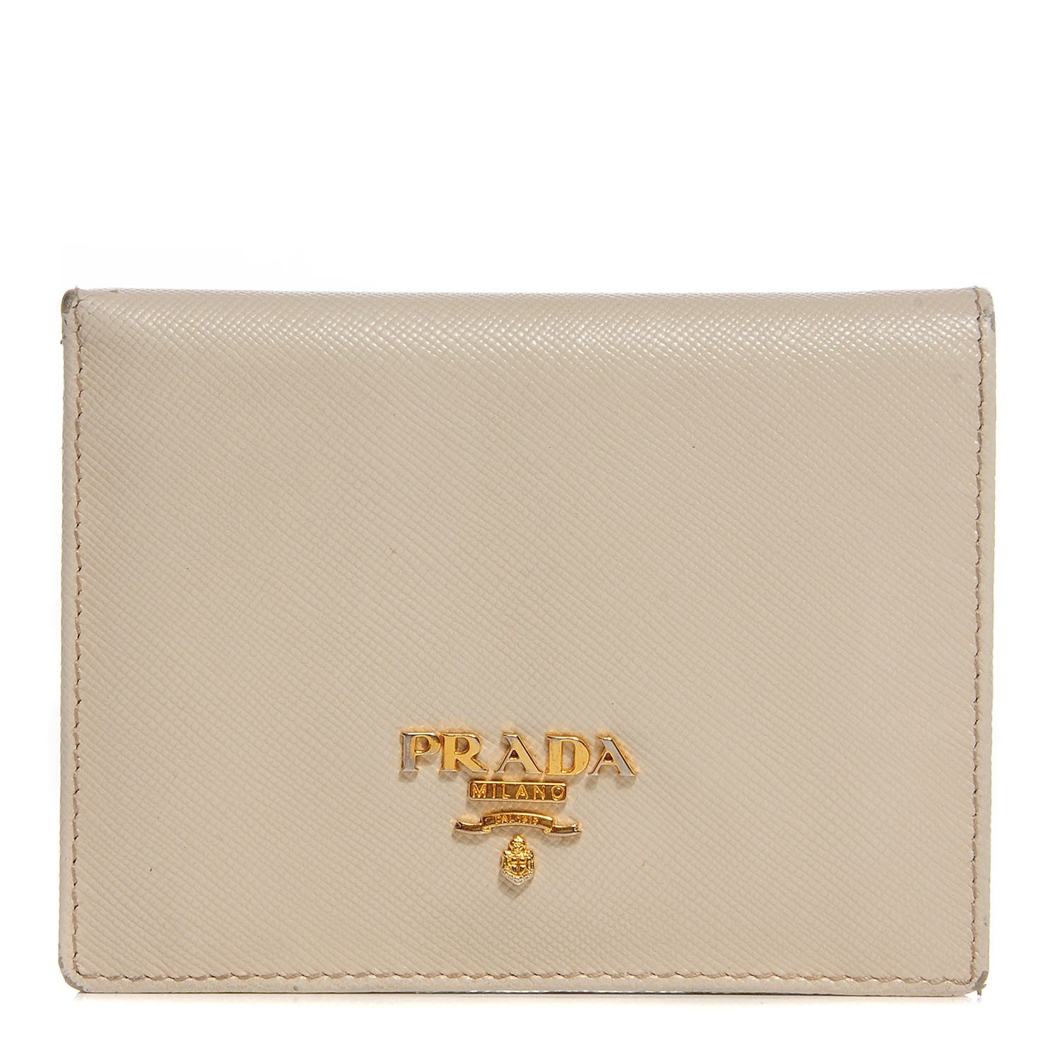 Prada Saffiano Metal Bi-Fold Wallet Cera 1 of 6