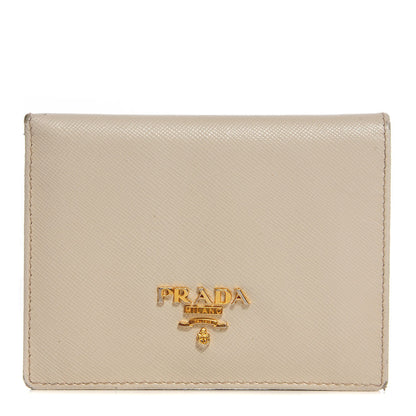 Prada Saffiano Metal Bi-Fold Wallet Cera 1 of 6