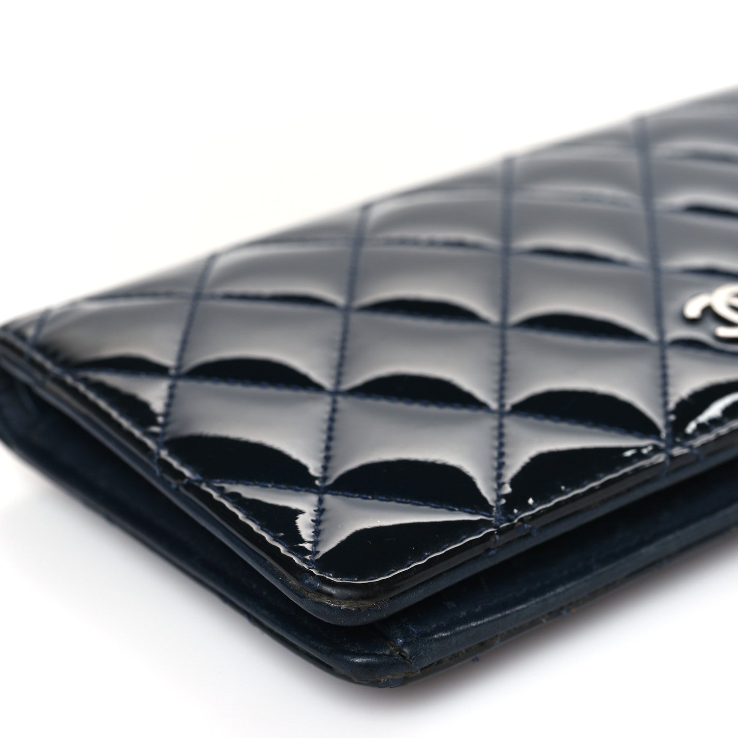 Chanel Patent Calfskin Quilted Yen Wallet Blue 9 of 13