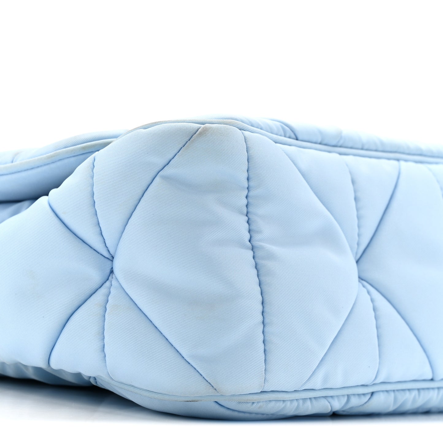 Re-Nylon Quilted Padded Flap Shoulder Bag Celeste