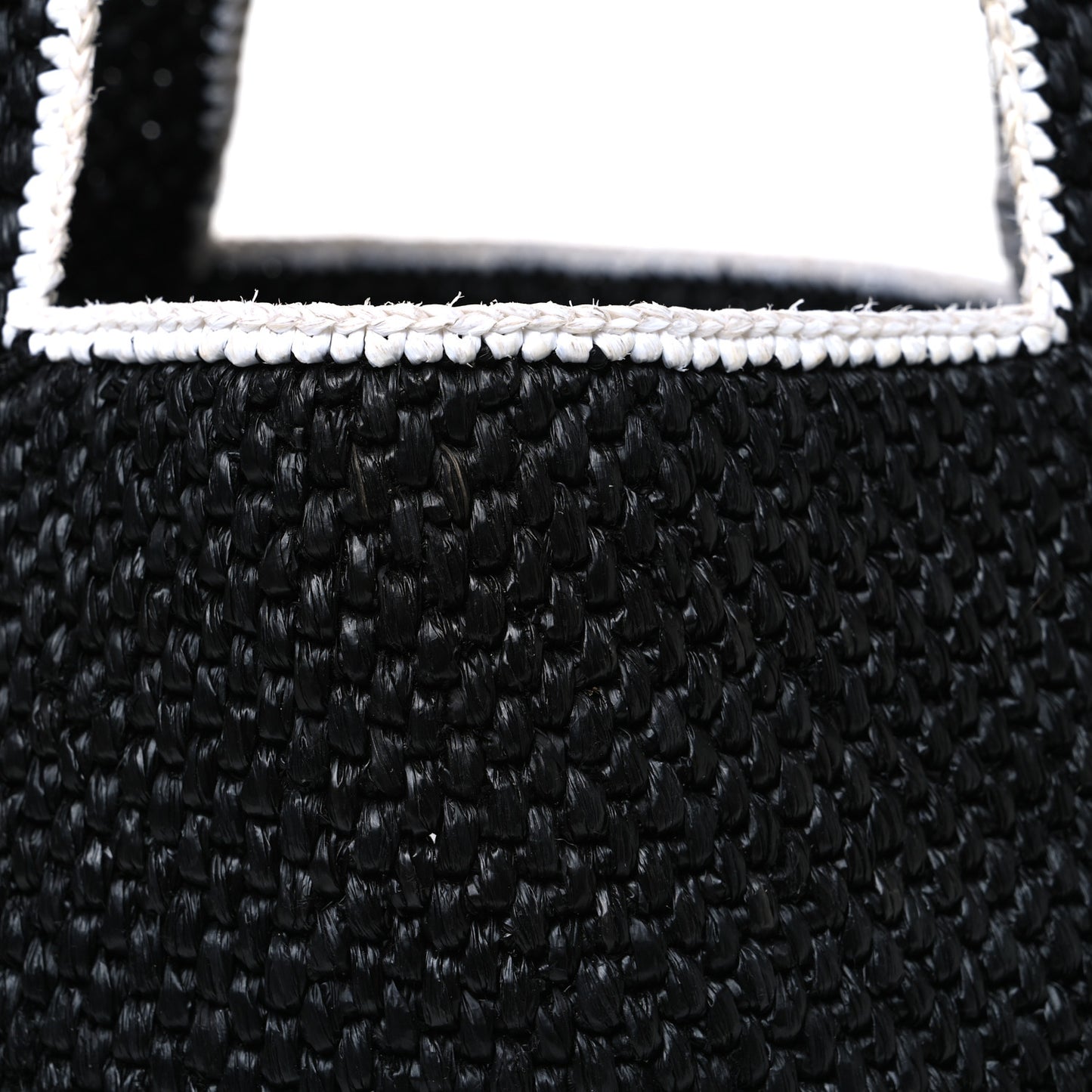 Raffia Large Paula's Ibiza Logo Tote Black White