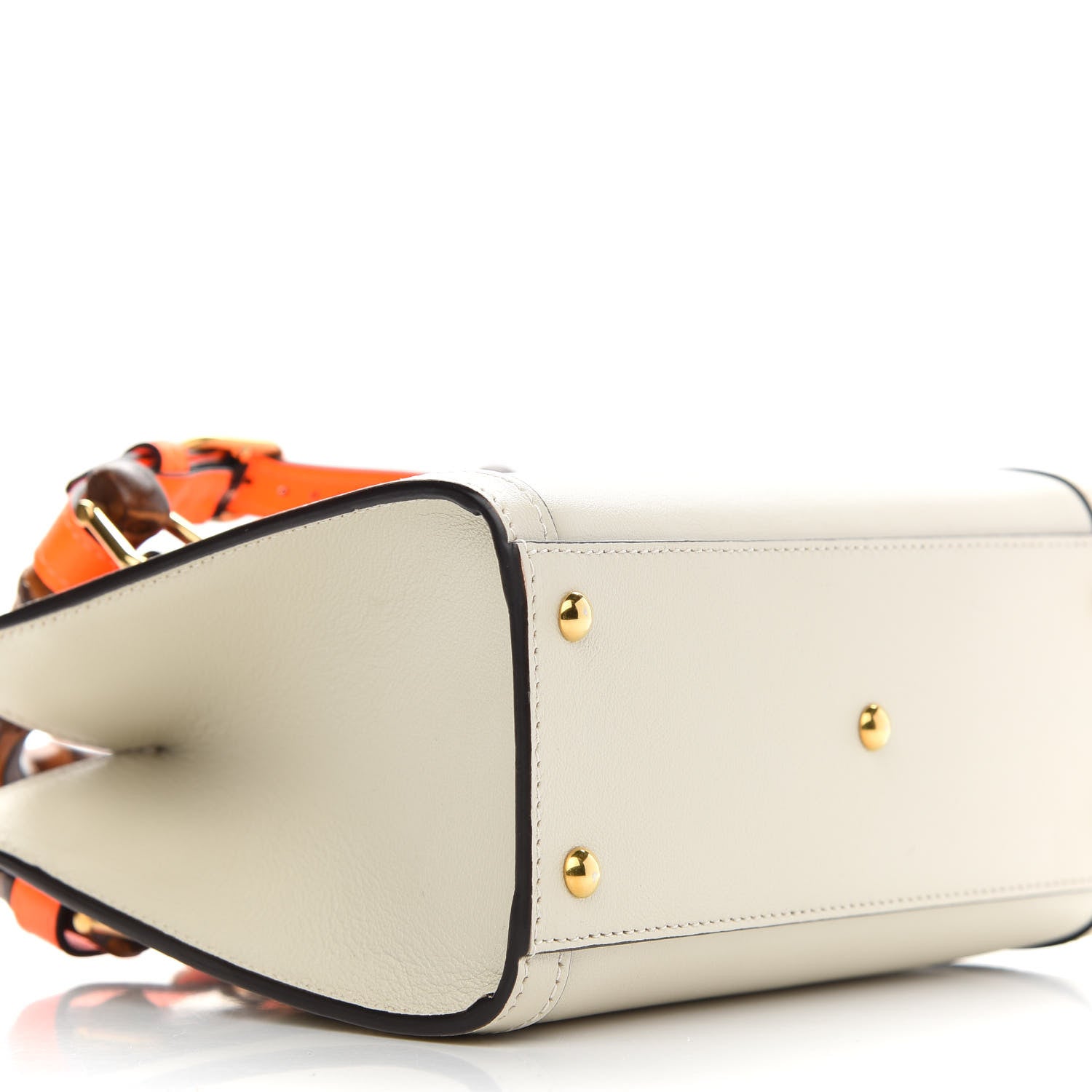 Gucci Wonka Grain Calfskin Mini Diana Tote Bag Mystic White Orange Fluo 8 of 9