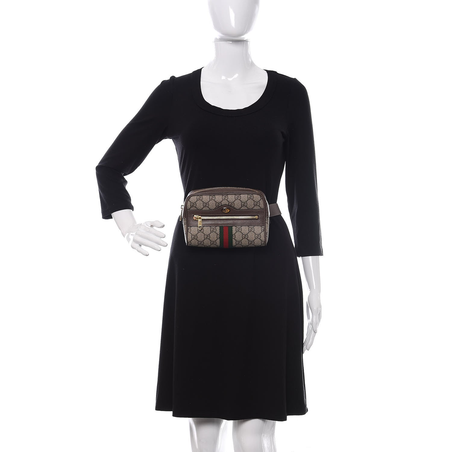Gucci GG Supreme Monogram Web Small Ophidia Belt Bag 85 34 Dark Brown 2 of 11