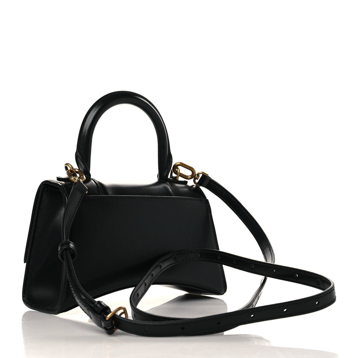 Balenciaga Shiny Box Calfskin Hourglass Top Handle Bag XS Black 3 of 10