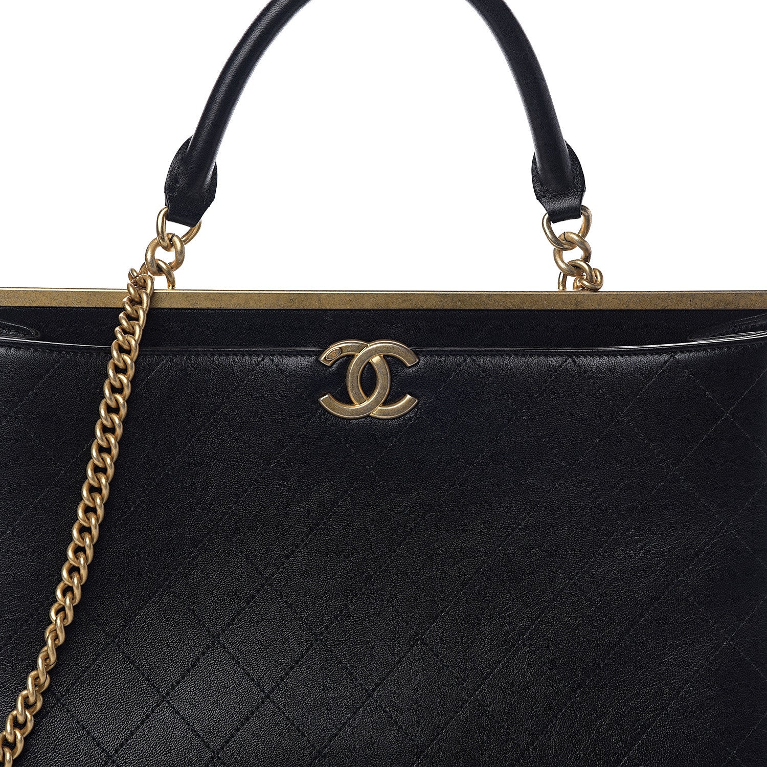 Chanel Lambskin Stitched Frame Shoulder Bag Black 7 of 9