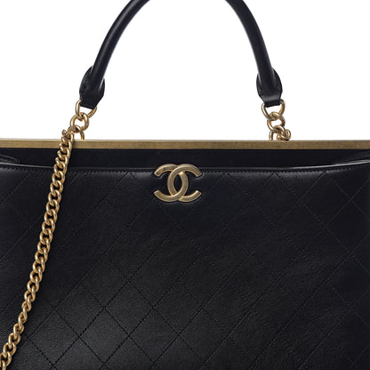 Chanel Lambskin Stitched Frame Shoulder Bag Black 7 of 9
