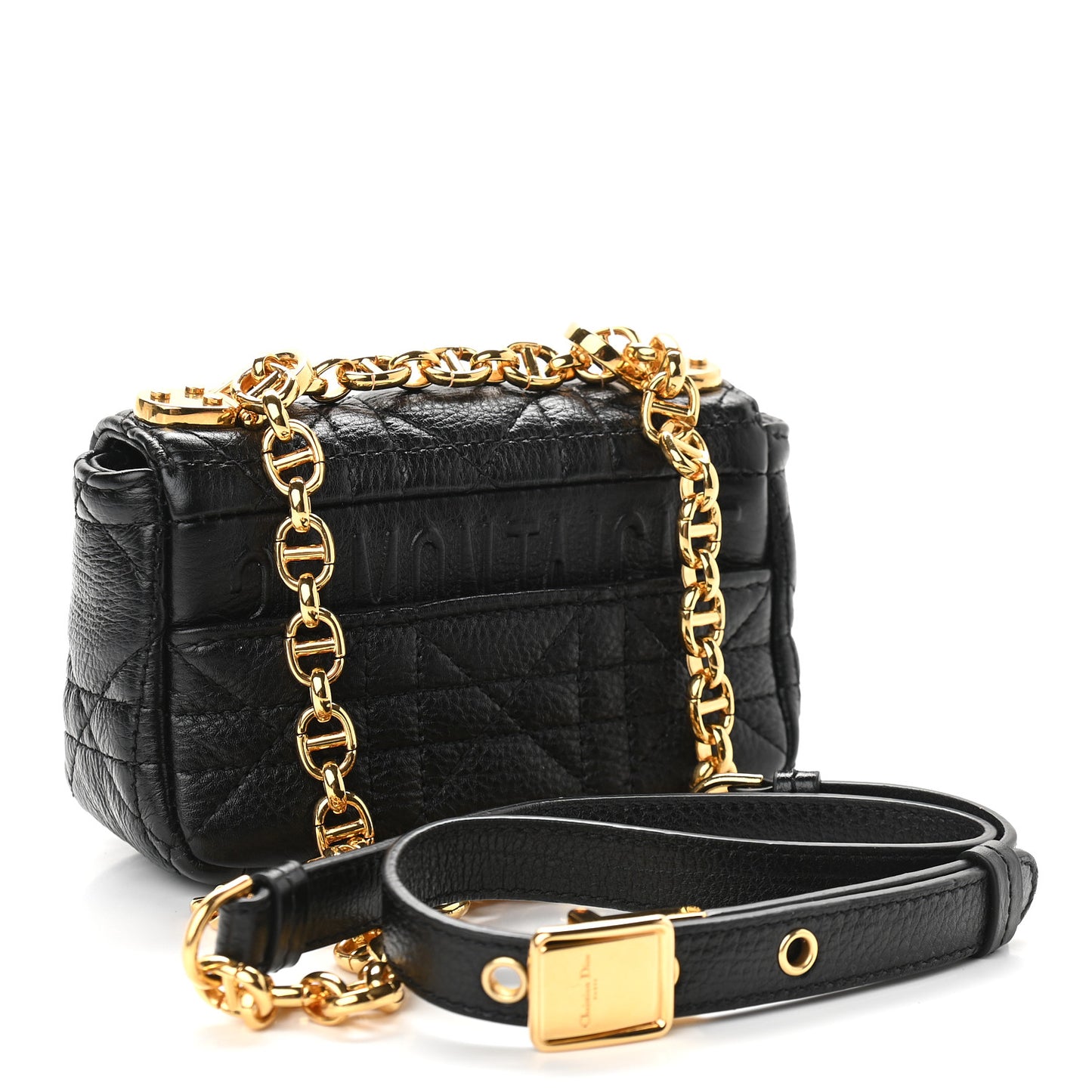Supple Calfskin Cannage Micro Caro Bag Black