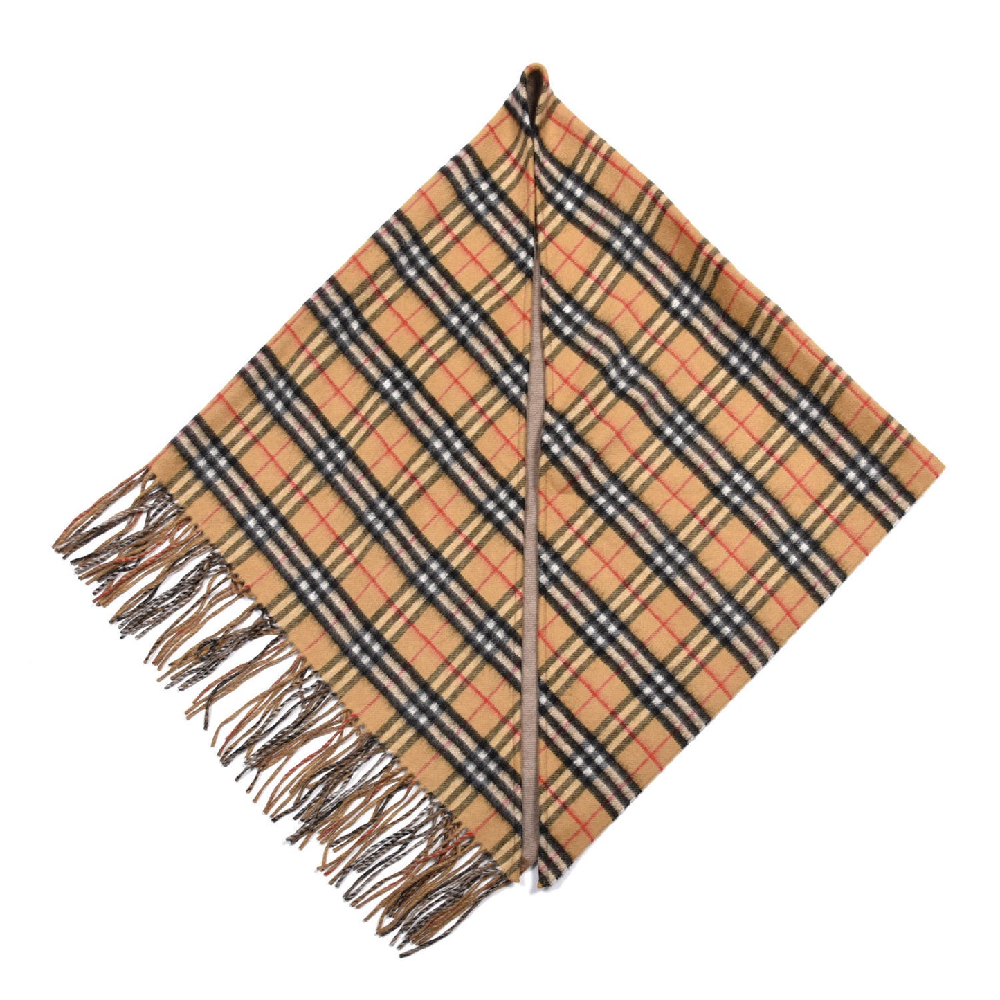 Cashmere House Check Fringe Cape Scarf Archive Beige