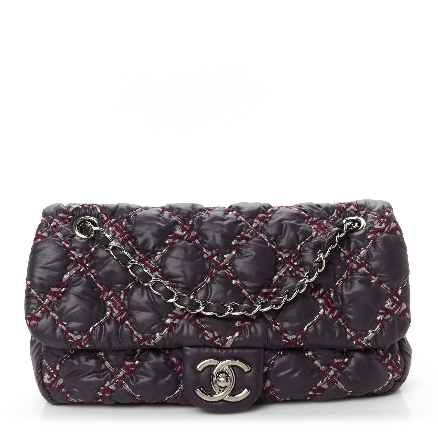 Chanel Nylon Quilted Tweed on Stitch Medium Bubble Flap Purple 1 of 11