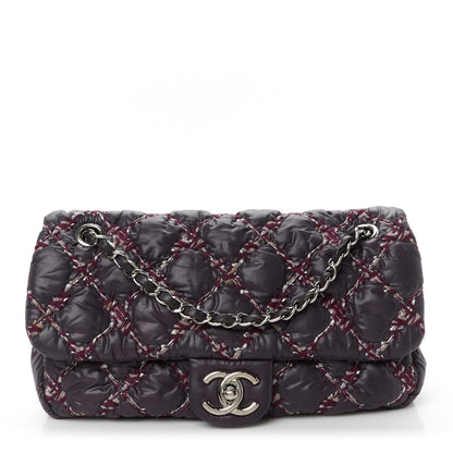 Chanel Nylon Quilted Tweed on Stitch Medium Bubble Flap Purple 1 of 11