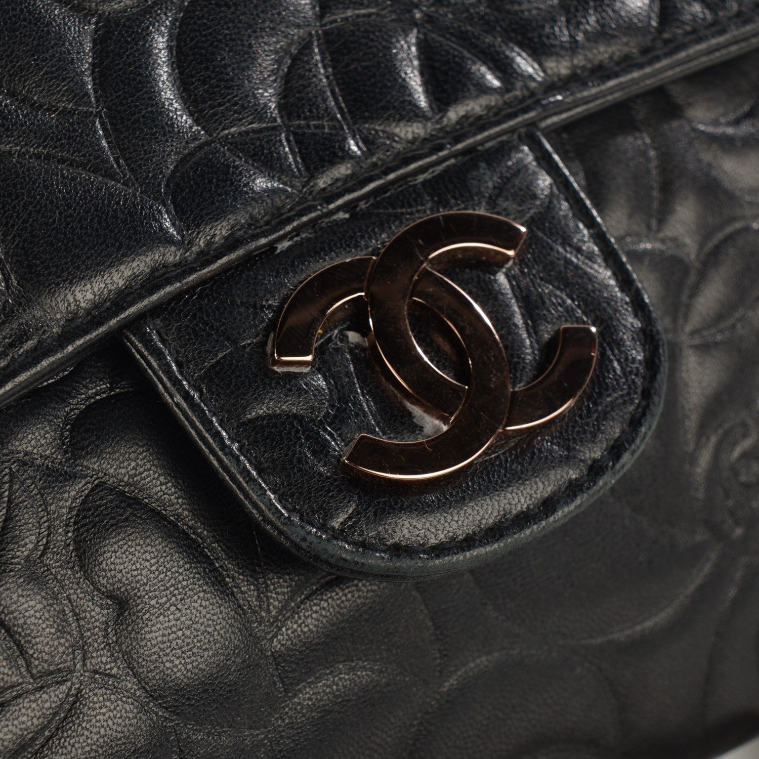 Chanel Lambskin Camellia Embossed Flap Pochette Black 8 of 8