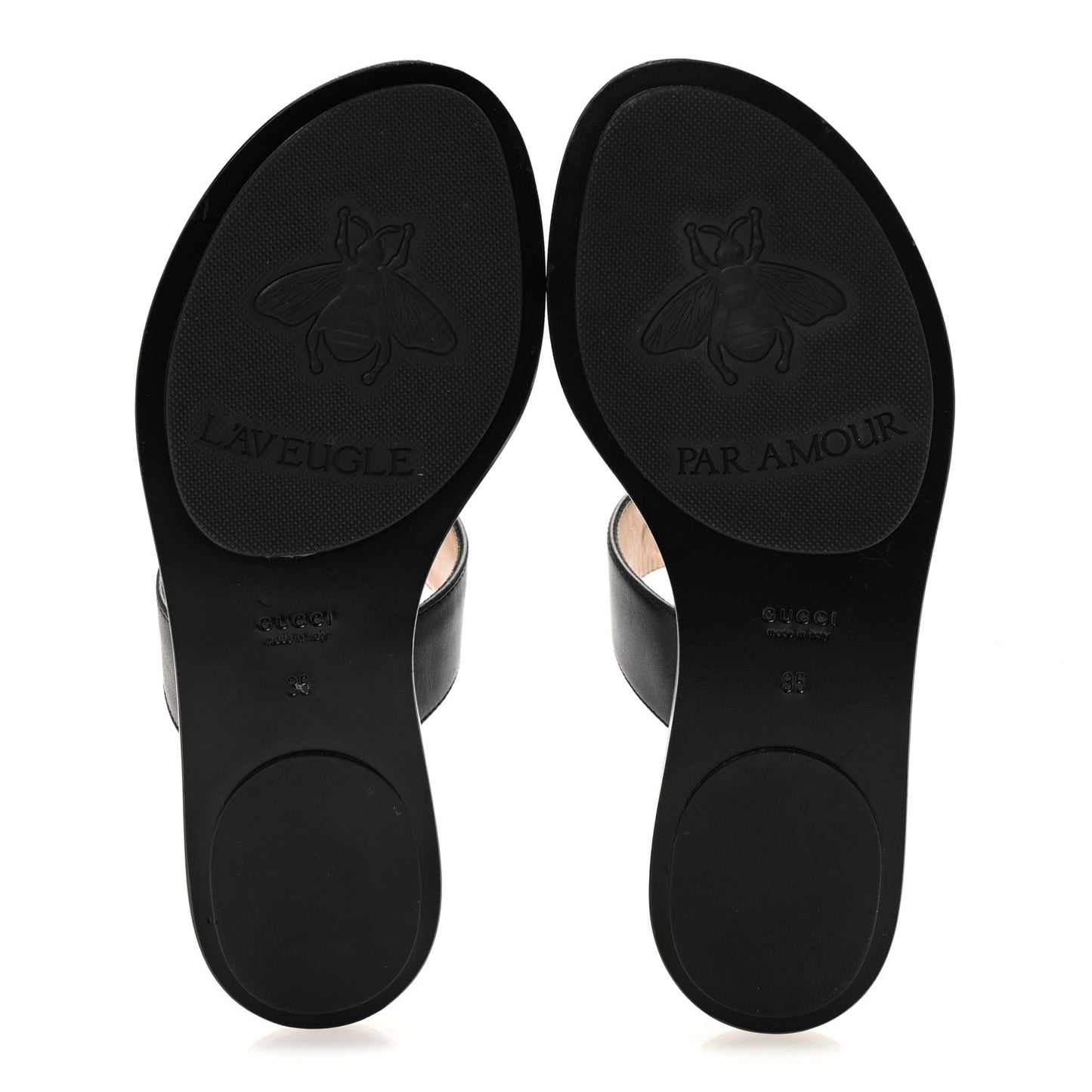 Calfskin GG Marmont Thong Sandals 35 Black