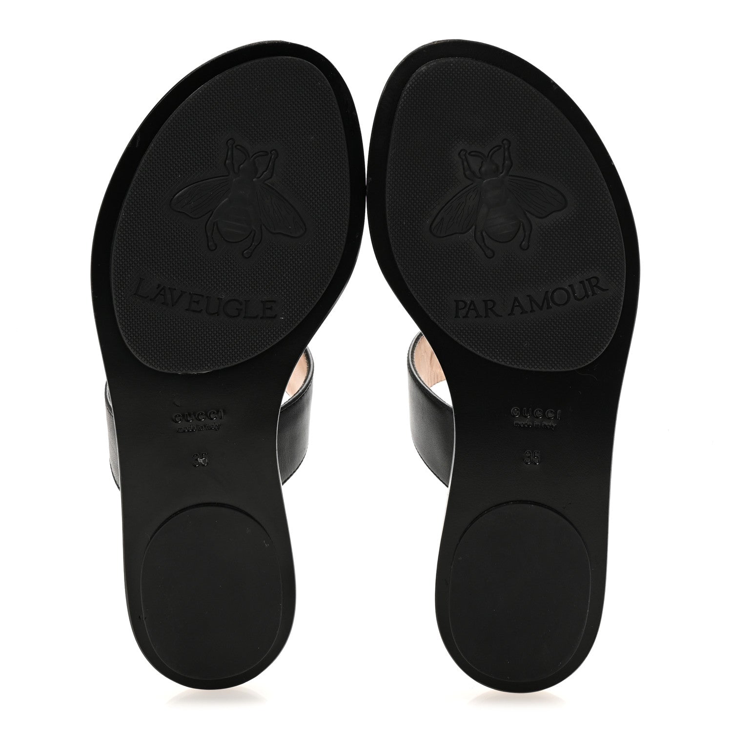 Gucci Calfskin GG Marmont Thong Sandals 35 Black 6 of 9