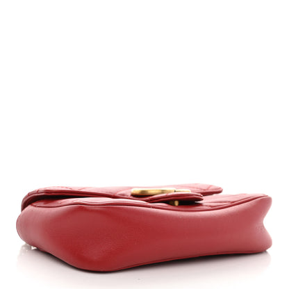 Gucci Calfskin Matelasse Super Mini GG Marmont Shoulder Bag Hibiscus Red 4 of 11