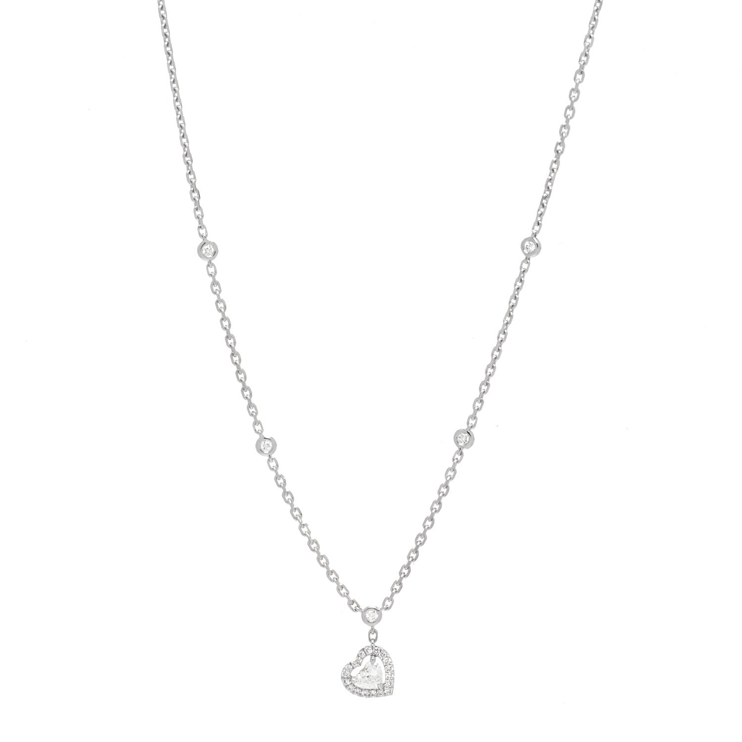 Messika 18K White Gold Diamond Joy Coeur Heart Pendant Necklace 1 of 6