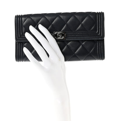 Chanel Lambskin Quilted Boy Large Gusset Flap Wallet Navy 2 of 12