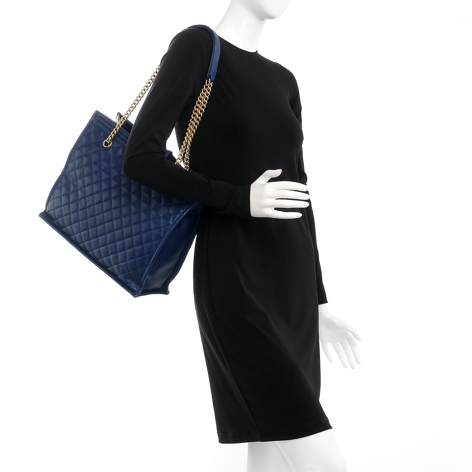 Chanel Calfskin Quilted Large Boy Tote Navy 2 of 8