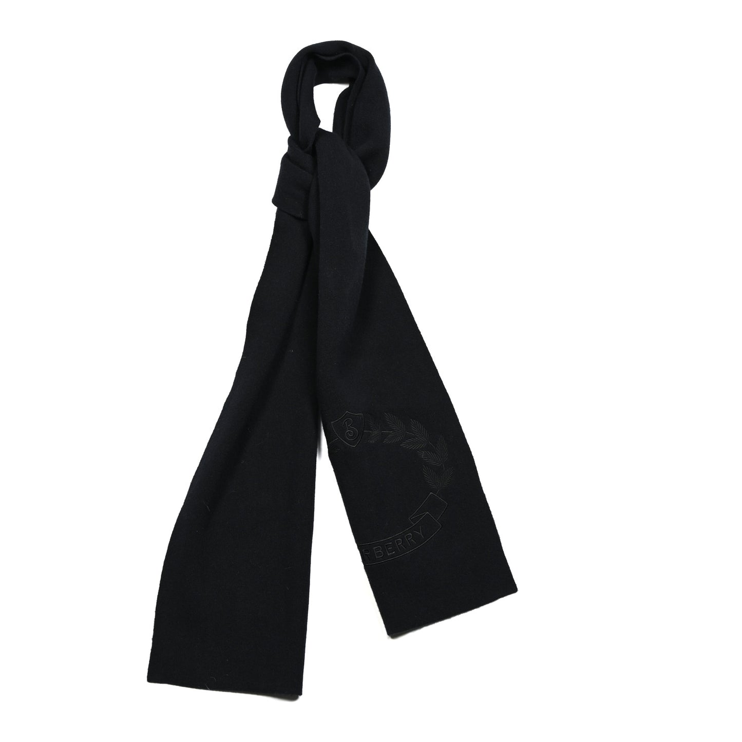 Cashmere Large Crest Embroidered Scarf Black