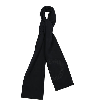 Burberry Cashmere Large Crest Embroidered Scarf Black 1 of 3