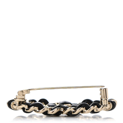 Chanel Lambskin Chain CC Brooch Black Gold 4 of 6
