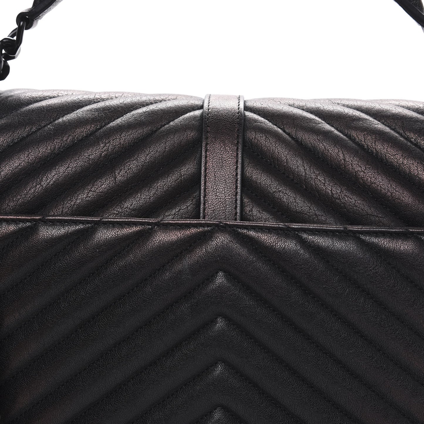 Sheepskin Matelasse Chevron Monogram Monochrome Large College Satchel Black