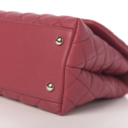 Chanel Caviar Quilted Small Coco Handle Flap Dark Pink 10 of 12