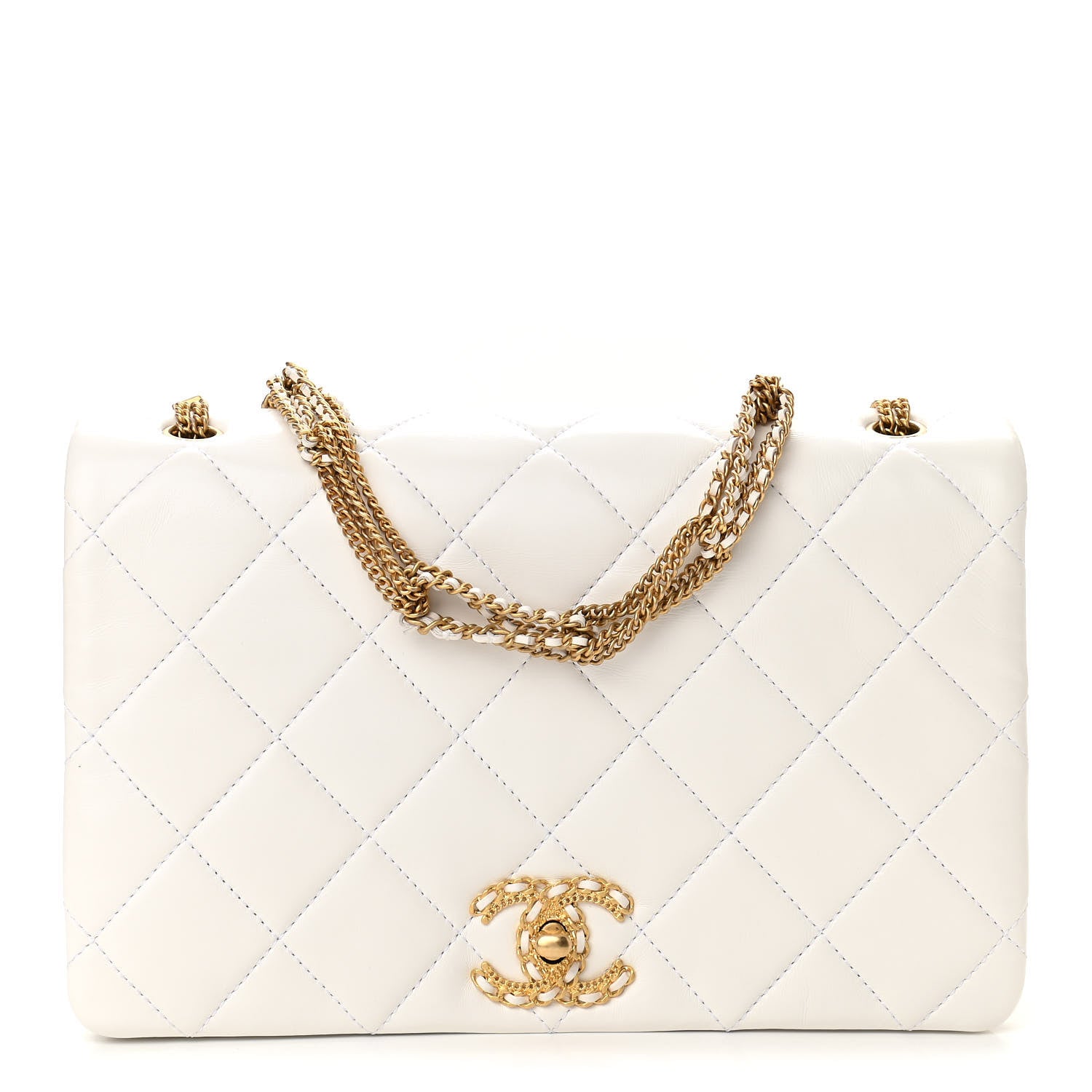 Chanel Lambskin Quilted Chain Flap White 1 of 12