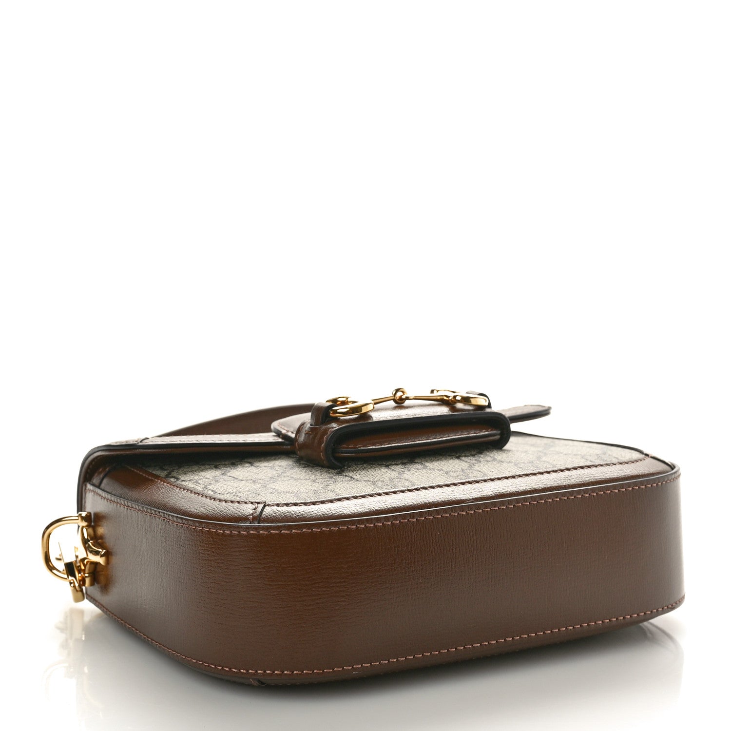 Gucci GG Supreme Monogram Web Mini Horsebit 1955 Shoulder Bag Beige Brown Sugar 4 of 10