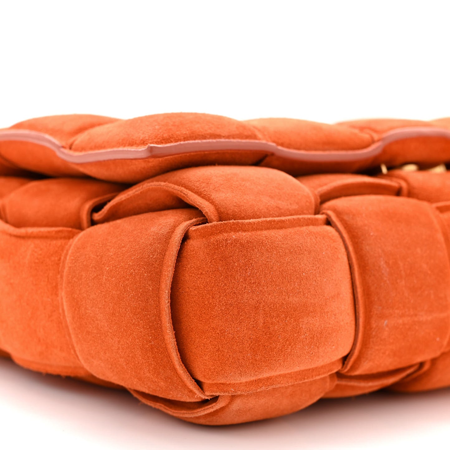 Suede Maxi Intrecciato Padded Chain Cassette Crossbody Bag