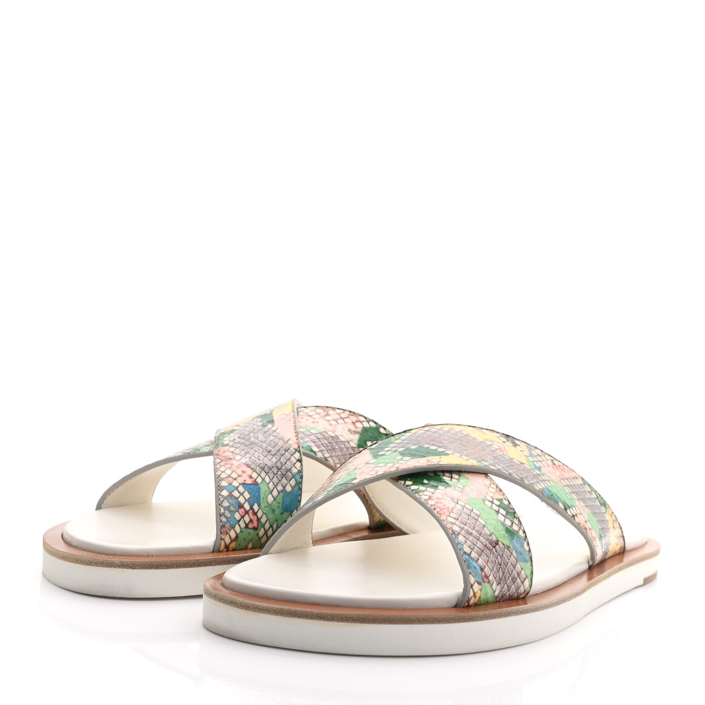 Glossy Rainbow Elaphe Palmo Sunrise Flat Sandals 42 Multicolor