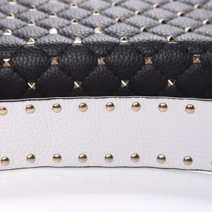 Valentino Garavani Grained Calfskin Medium Rockstud Spike Shoulder Bag Black White 10 of 12