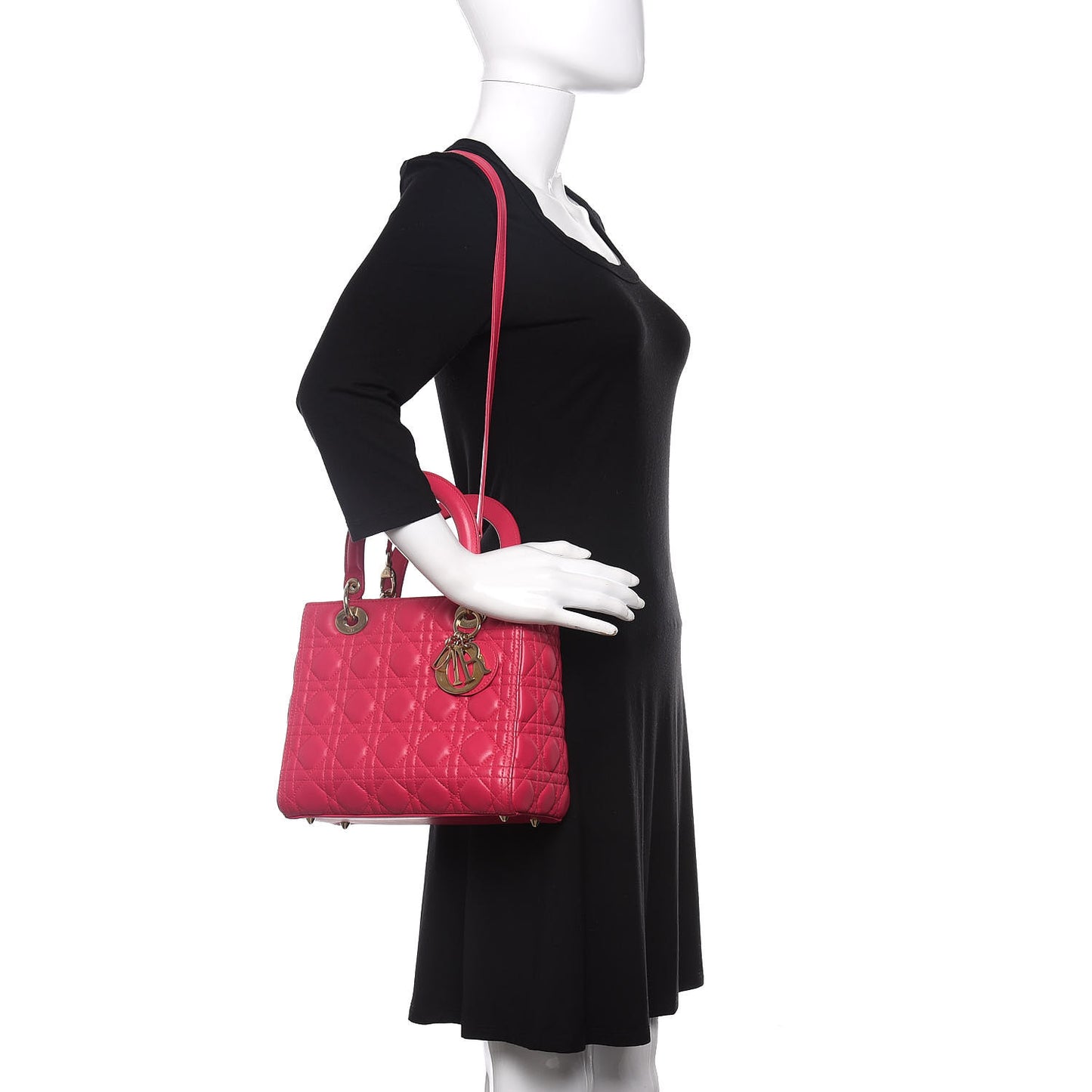 Lambskin Cannage Medium Lady Dior Pink
