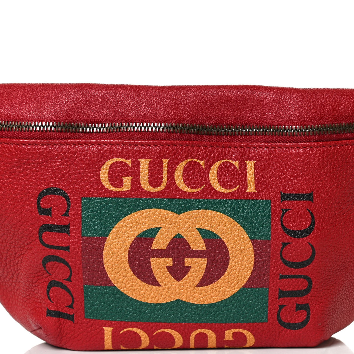 Grained Calfskin Logo Belt Bag Hibiscus Red