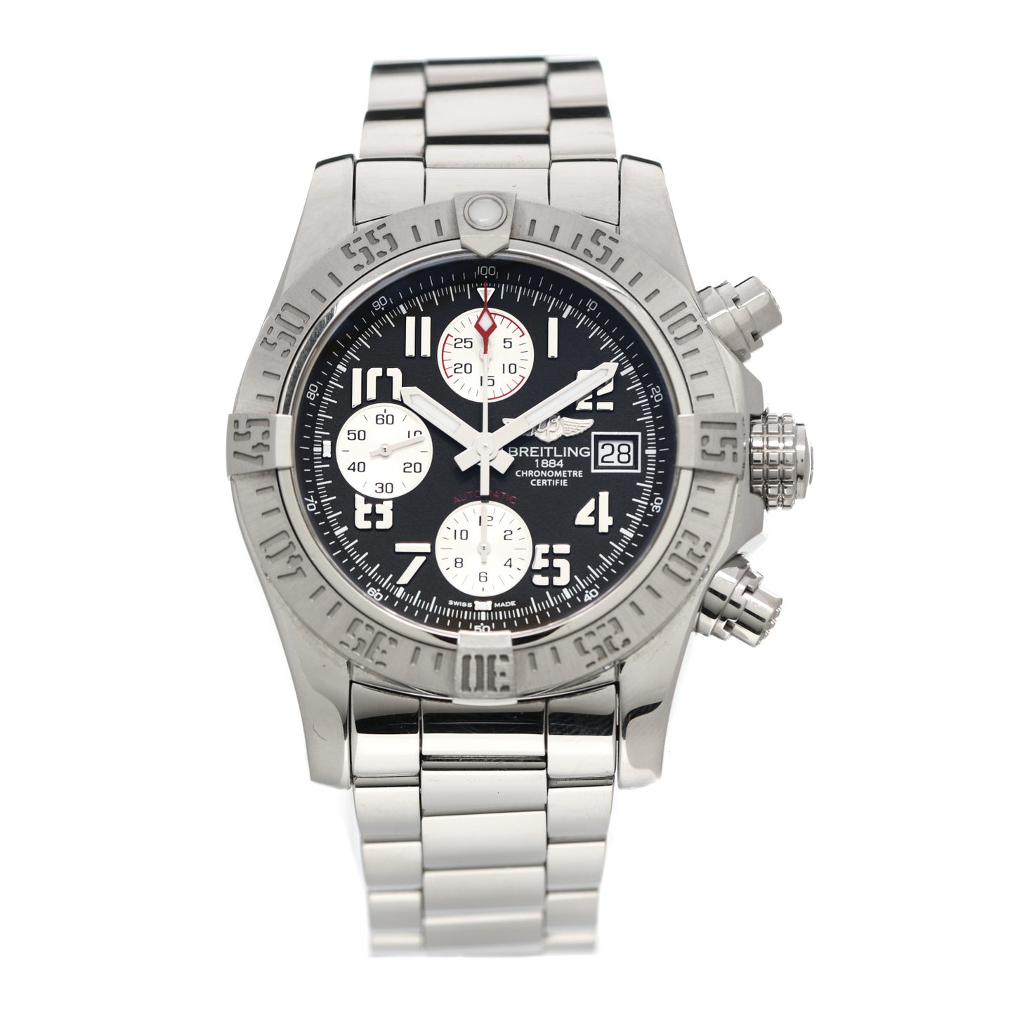 Stainless Steel 43mm Avenger II Chronograph Automatic Watch Volcano Black A13381