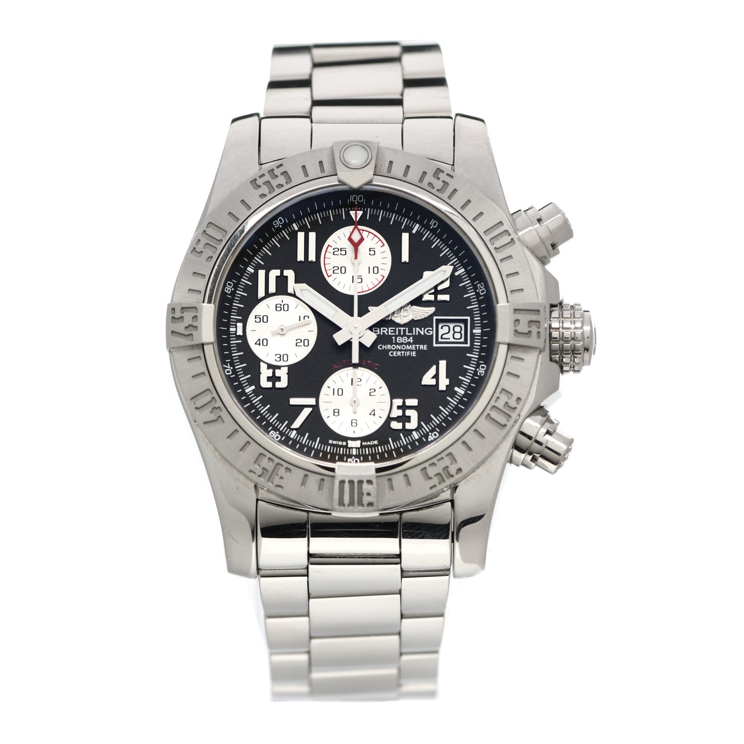 Breitling Stainless Steel 43mm Avenger II Chronograph Automatic Watch Volcano Black A13381 1 of 6