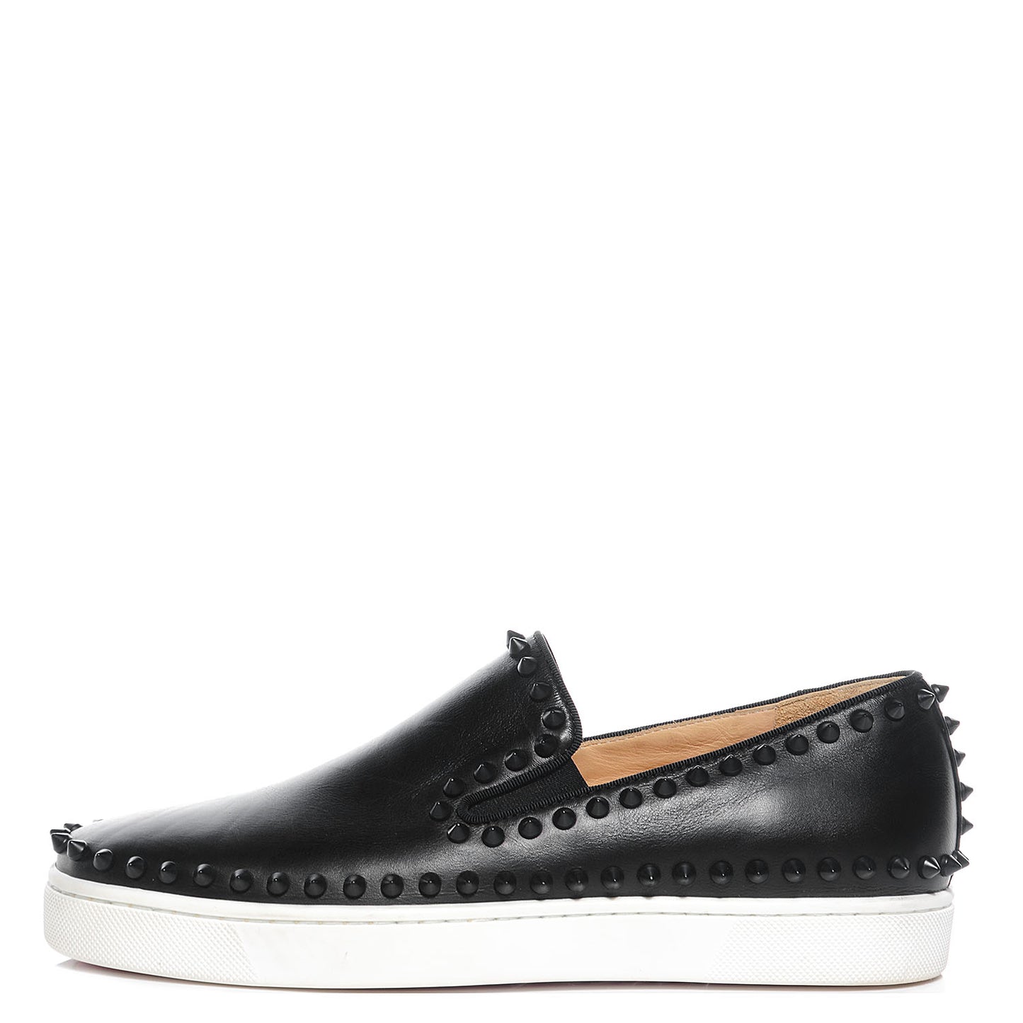Womens Calfskin Studded Pik Boat Flat Loafers 39 Black