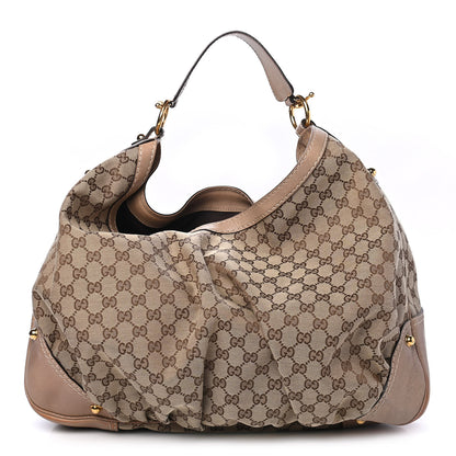 Gucci Monogram Large Jockey Hobo Beige 1 of 5