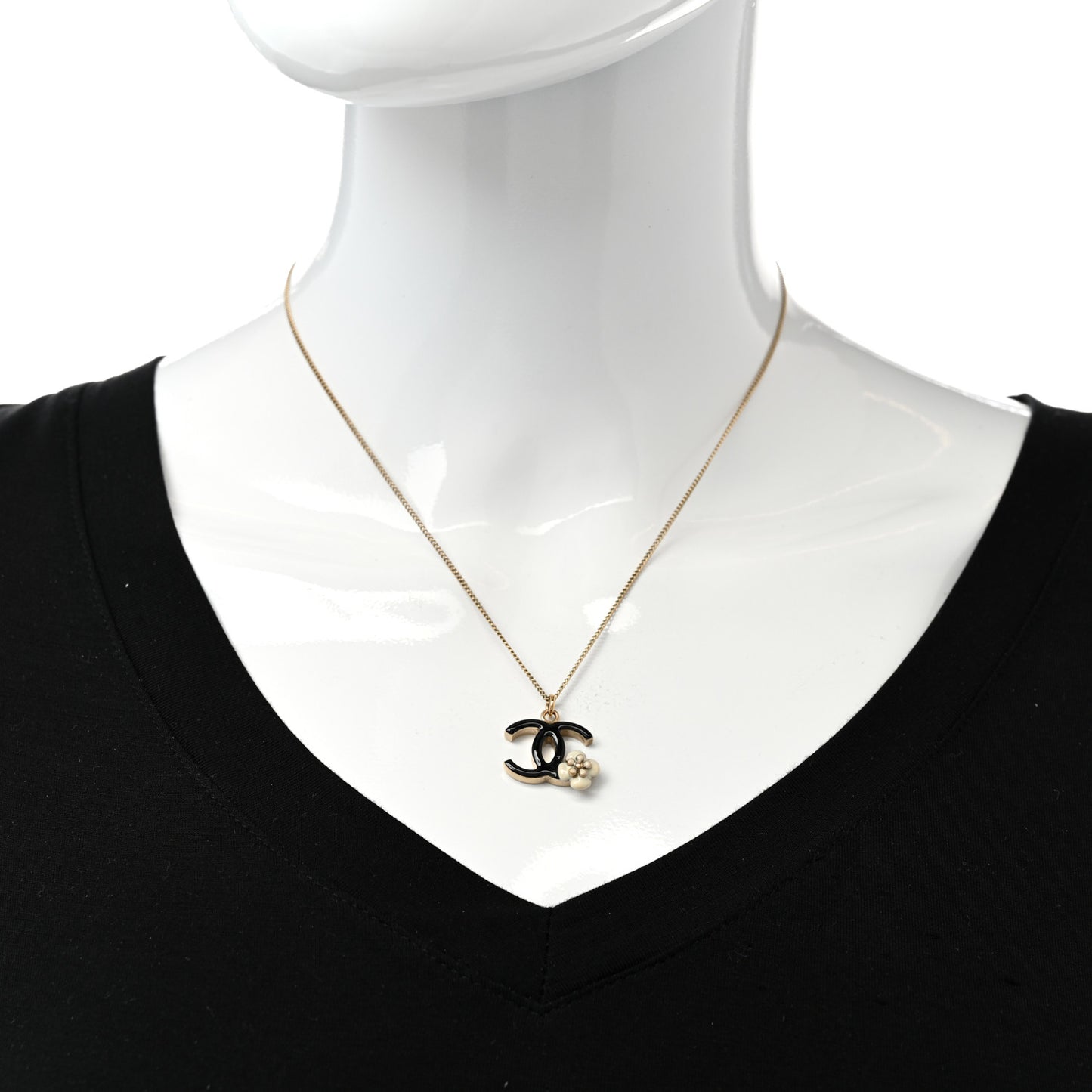 Enamel CC Camellia Necklace Gold