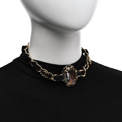 Chanel Lambskin Crystal Tweed Oval Choker Gold 2 of 6