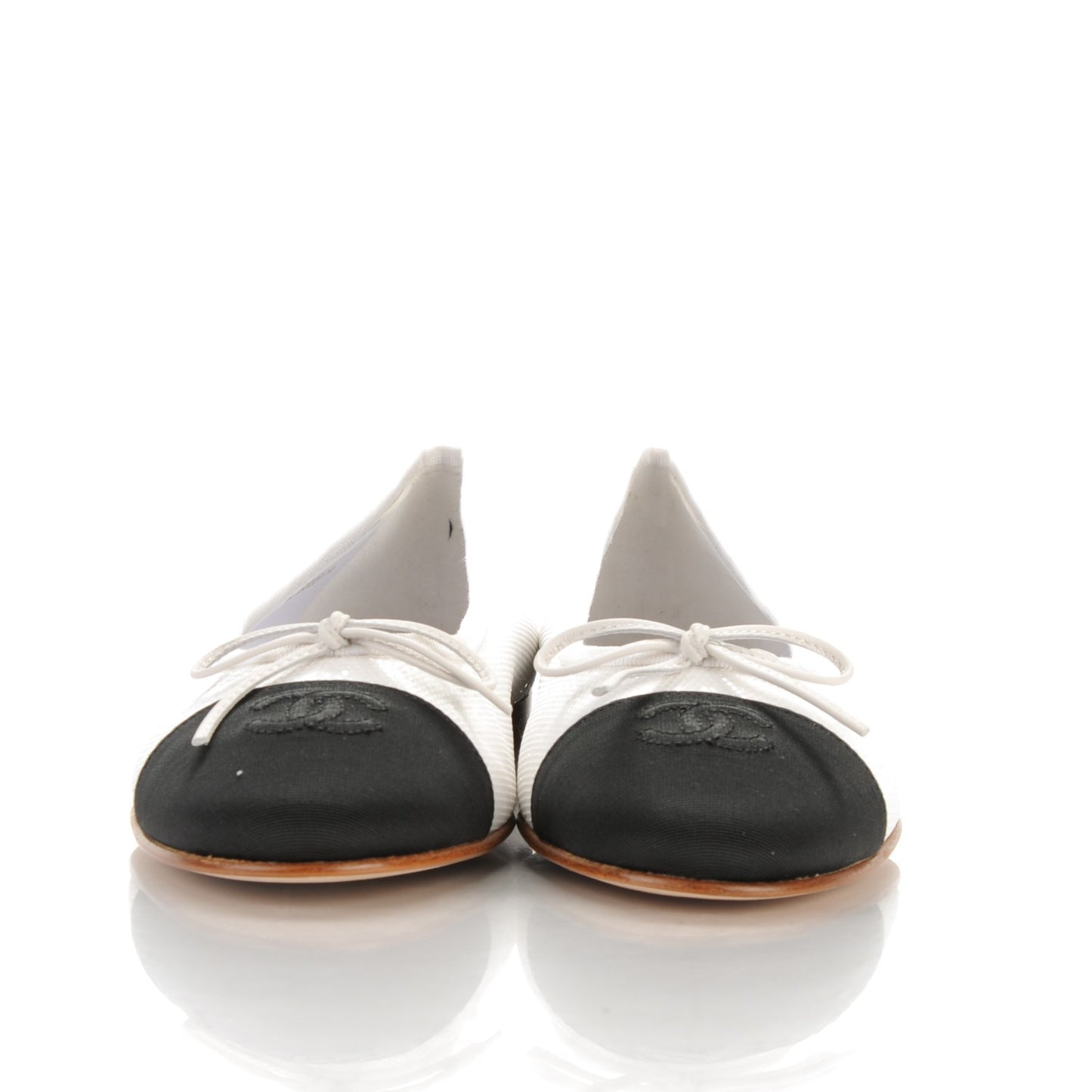 Fabric Cap Toe Ballerina Flats 39 White Black