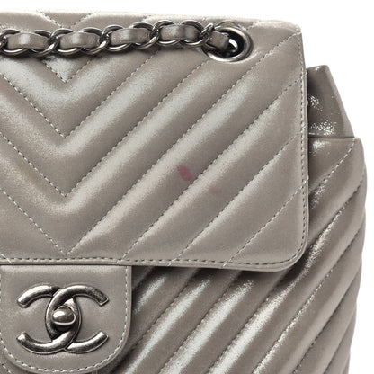 Chanel Metallic Iridescent Calfskin Chevron Quilted Small Urban Spirit Backpack Silver 11 of 11