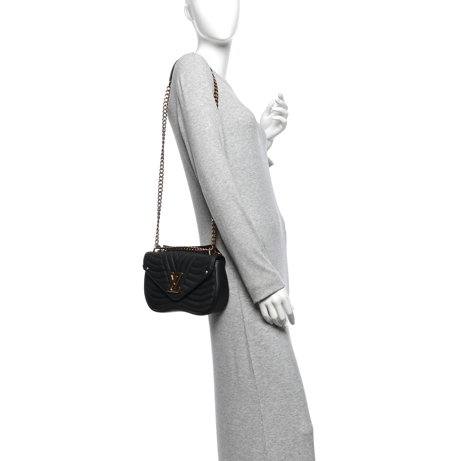 Louis Vuitton Calfskin New Wave Chain MM Black 2 of 11