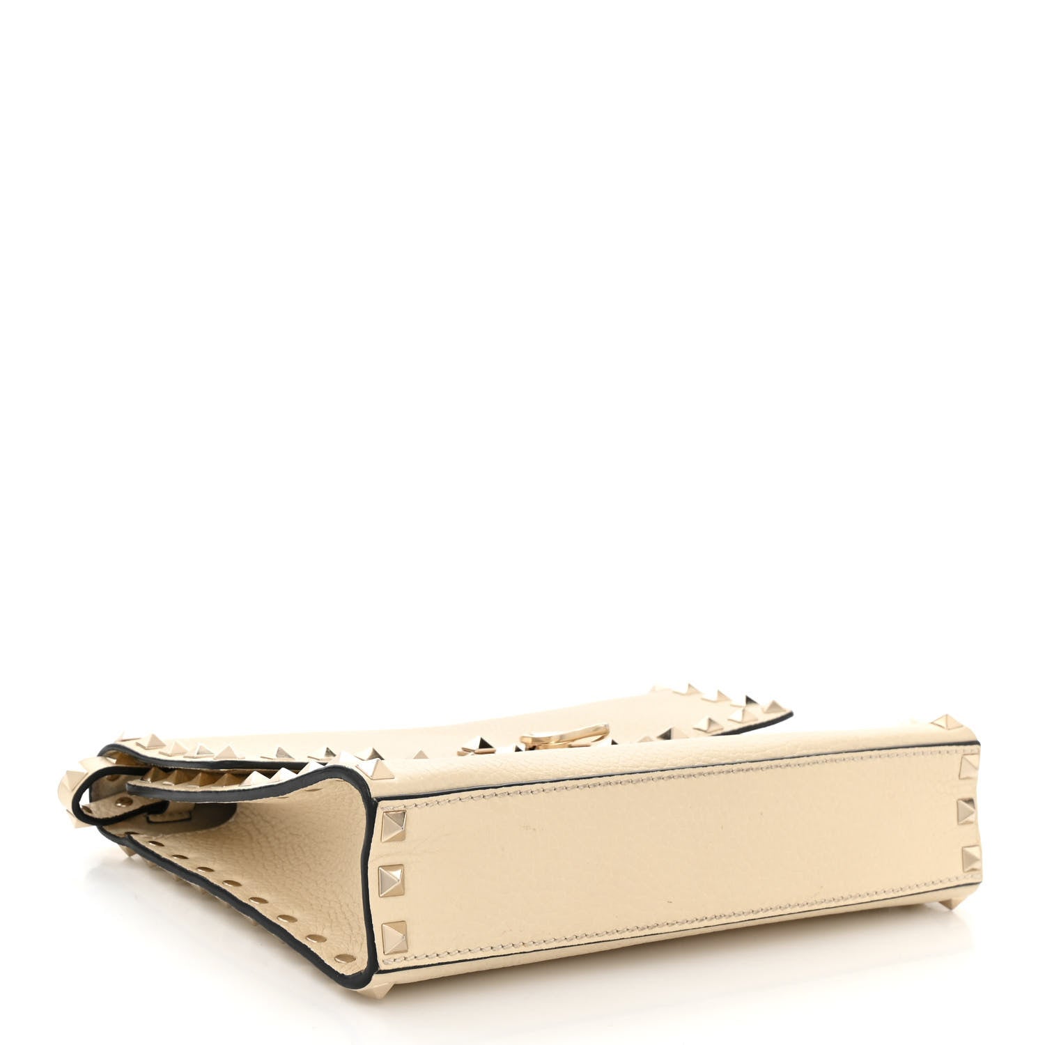 Valentino Garavani Pebbled Calfskin Medium Rockstud Flip Lock Crossbody Bag Light Ivory 4 of 14