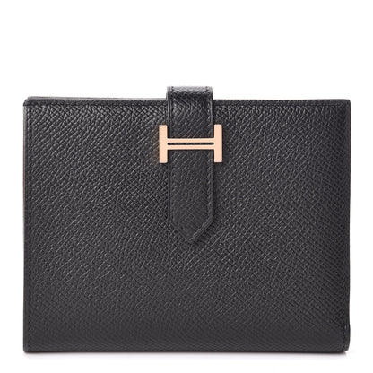 Hermes Epsom Bearn Compact Wallet Black 1 of 8