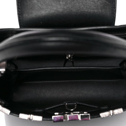 Louis Vuitton Smooth Calfskin Crystal Flowers Capucines BB Black 6 of 11