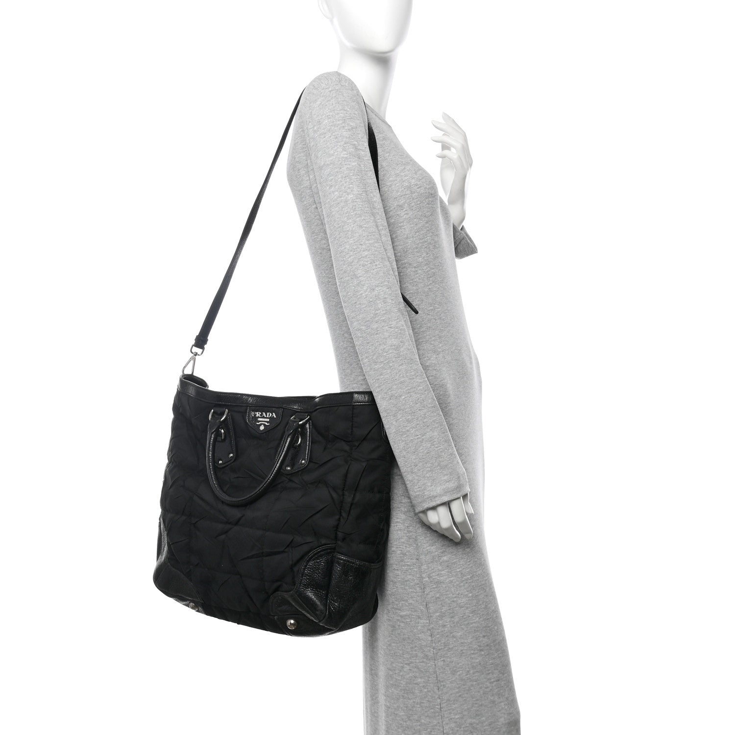 Prada Tessuto Nylon Cervo Lux 24H Tote Black 2 of 11