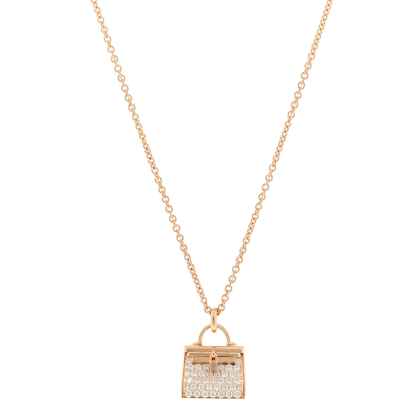 18K Rose Gold Diamond Kelly Amulettes Pendant Necklace