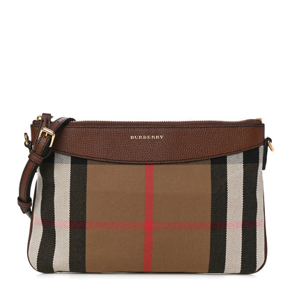 Burberry House Check Derby Peyton Crossbody Clutch Bag Tan 1 of 9