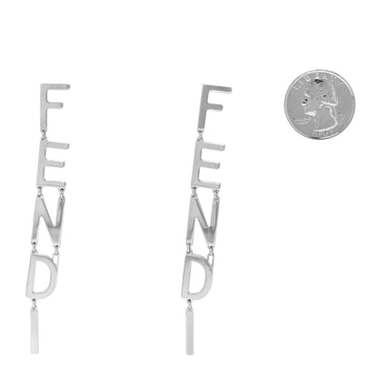 Fendi Metal Signature Earrings Silver 2 of 5