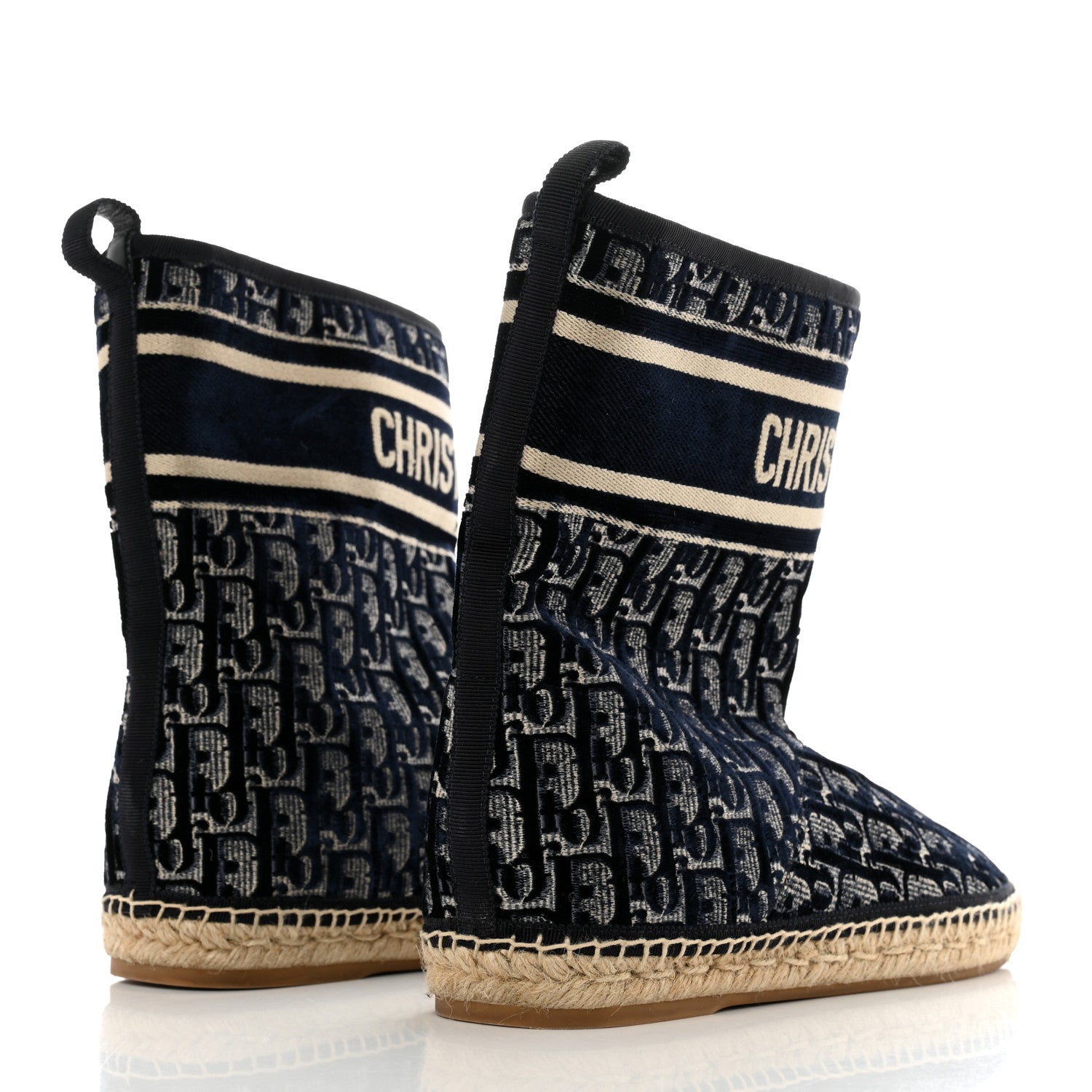 Christian Dior Velvet Oblique Granville Espadrille Boots 39.5 Deep Blue 4 of 8